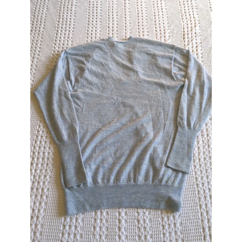 J Crew Italian Cashmere V Neck Sweater Pullover Heathered Blue Sz Small‎